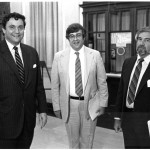 With Frank S. M. Hodsoll (chair of the National Endowment for the Arts), left, and professor of music education Roy Ernst, during the 1983 conference “The Future of Music Education.”