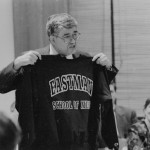 Presenting an ESM sweatshirt to guests