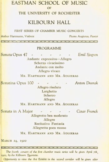 1922 March 24 1st Series of Chamber Music Concert Hartmann and Augieras 1922 March 24 1st Series of Chamber Music Concert Hartmann and Augieras