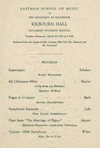 1923 March 20 Advanced students recital 1923 March 20 Advanced students recital