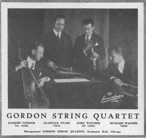 1926 October 23 Musical America extract photo Gordon String Quartet Photograph of the Quartet published in Musical America in 1926.