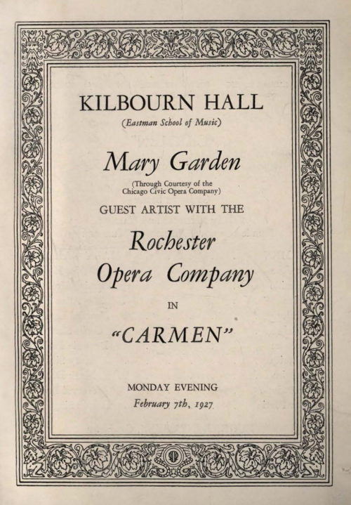 1927 February 7 Rochester Opera Company Carmen page 1 1927 February 7 Rochester Opera Company Carmen page 1