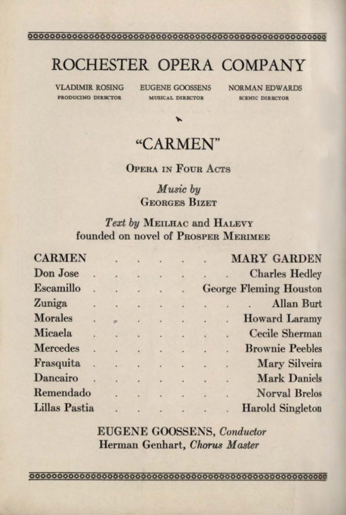 1927 February 7 Rochester Opera Company Carmen page 2 1927 February 7 Rochester Opera Company Carmen page 2