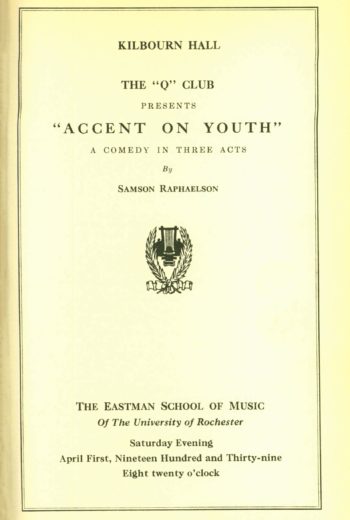 1939 April 1 Q Club presents Accent on Youth_Page_1 1939 April 1 Q Club presents Accent on Youth Page 1