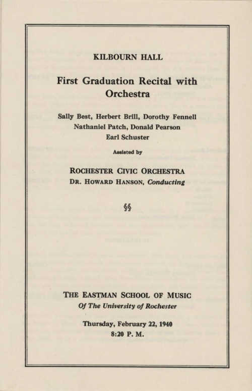 1940 February 22 First Graduation Concert with Orchestra page 1