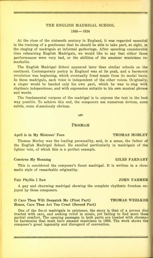 1943 December 12 The Madrigal Singers English Madrigals_Page_2 1943 December 12 The Madrigal Singers English Madrigals_Page_2