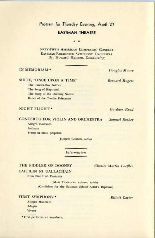 1944 April 27 65th American Composers Concert Concert program featuring Jacques Gordon as violin soloist.