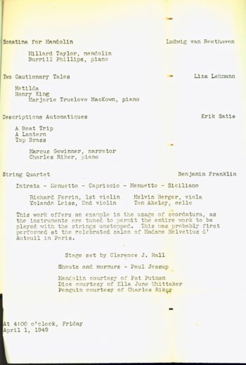 1949 April 1 Sibley Music Library Treasury Room Concert_Page_2 1949 April 1 Sibley Music Library Treasury Room Concert_Page_2