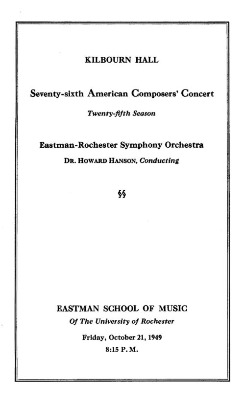 1949 October 21 Seventy-Sixth American Composer's Concert, Twenty Fifth Season_Page_1 1949 October 21 Seventy-Sixth American Composer's Concert, Twenty Fifth Season_Page_1