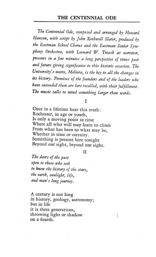 1950 November 6 UR Centennial Ode by Howard Hanson_Page_2 1950 November 6 UR Centennial Ode by Howard Hanson_Page_2