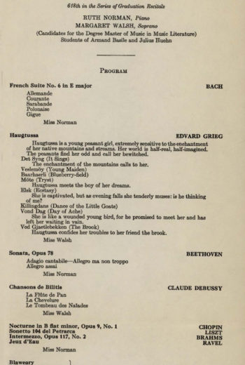 1953 May 22 Graduation Recital Ruth Norman and Margaret Walsh