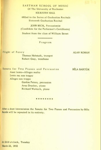 1955 March 22 John Beck degree recital 1955 March 22 John Beck degree recital