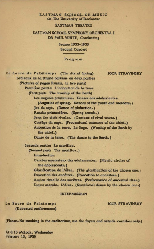 1956 February 15 Rite of Spring, 2 Performances