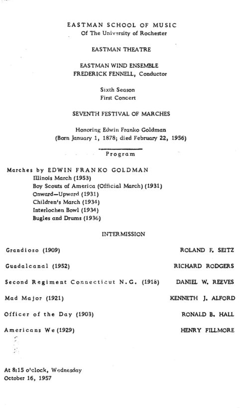 1957 October 16 Festival of Marches, Sixth Season_Page_1 Festival of Marches, Sixth Season Page 1