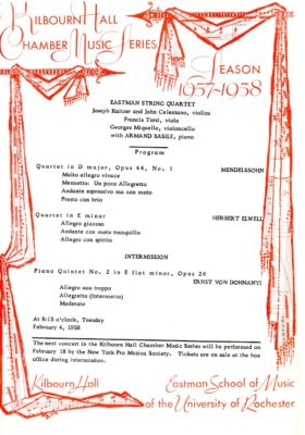 1958 February 4 Eastman String Quartet 1958 February 4 Eastman String Quartet