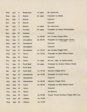 1960 Eastman String Quartet tour itinerary page 3