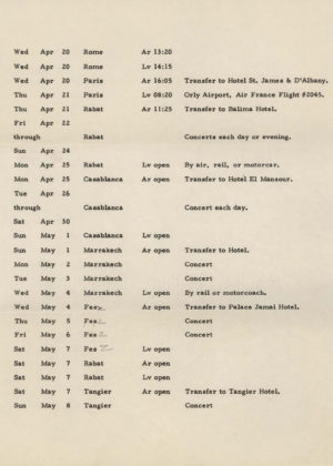 1960 Eastman String Quartet tour itinerary page 4