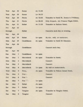 1960 Eastman String Quartet tour itinerary page 4