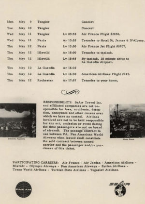 1960 Eastman String Quartet tour itinerary page 5