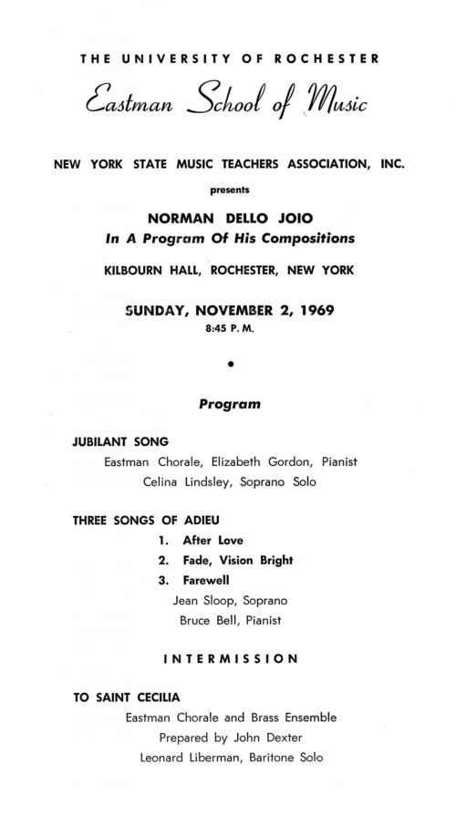 1969 November 2 Norman Dello Joio Concert 1969 November 2 Norman Dello Joio Concert