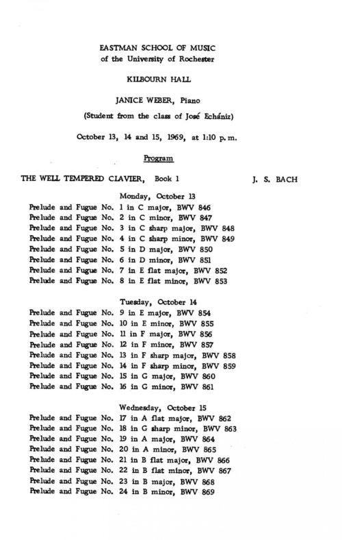 1969 October 13-15 Janice Weber Full Well Tempered Clavier Janice Weber Full Well Tempered Clavier