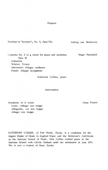 1971 October 1 Eastman Philharmonia and Katherine Collier, Piano_Page_2 Eastman Philharmonia and Katherine Collier concert program Piano_Page_2