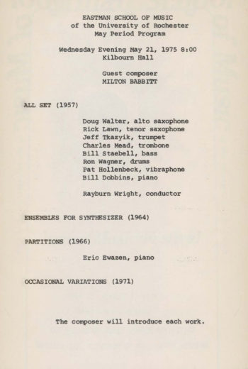 1975 May 21 Guest composer Milton Babbitt