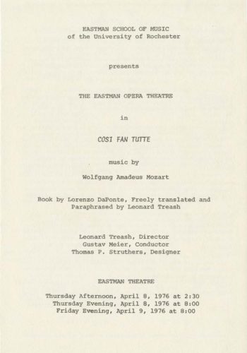 1976 April 8-9 Cosi fan Tutte_Page_1 1976 April 8-9 Cosi fan Tutte_Page_1