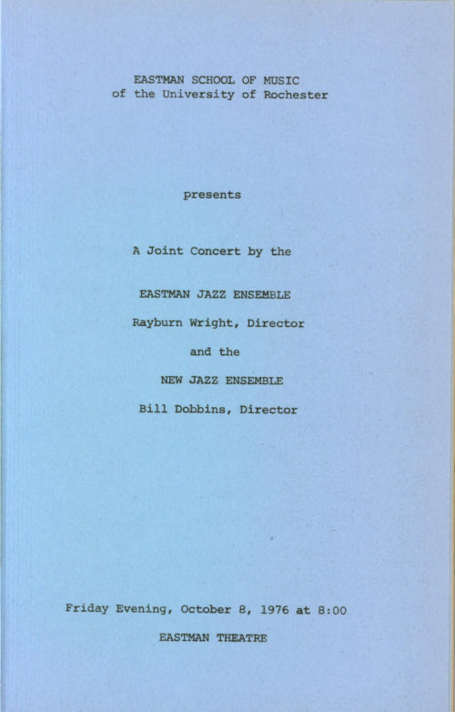 1976 October 8 EJE and ENJE page 1 Eastman New Jazz Ensemble concert program page 1