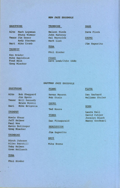 1976 October 8 EJE and ENJE page 4 Eastman New Jazz Ensemble concert program page 4