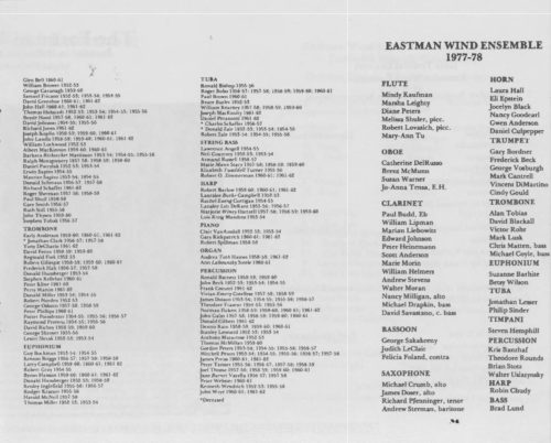 1977 October 7-8 A Celebration Weekend Honoring Members of the Eastman Wind Ensemble and Dr. Frederick Fennell_Page_5 A Celebration Weekend Honoring Members of the Eastman Wind Ensemble and Dr. Frederick Fennell Page 5