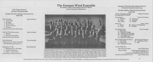 1977 October 7-8 A Celebration Weekend Honoring Members of the Eastman Wind Ensemble and Dr. Frederick Fennell_Page_6 A Celebration Weekend Honoring Members of the Eastman Wind Ensemble and Dr. Frederick Fennell Page 6