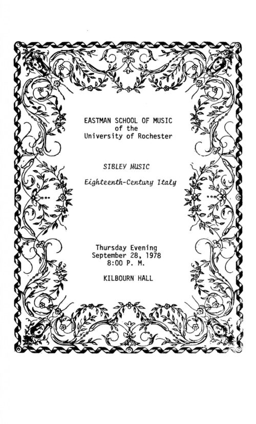 1978 September 28 Sibley Music- Eighteenth-Century Italy_Page_1 Eighteenth Century Italy Concert program Page 1