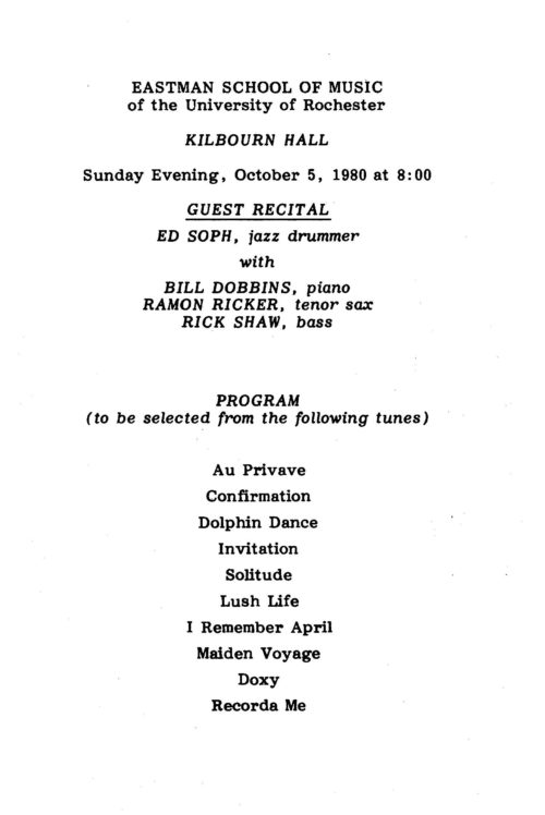 1980 October 5 Ed Soph, Jazz Drummer Ed Soph, Jazz Drummer