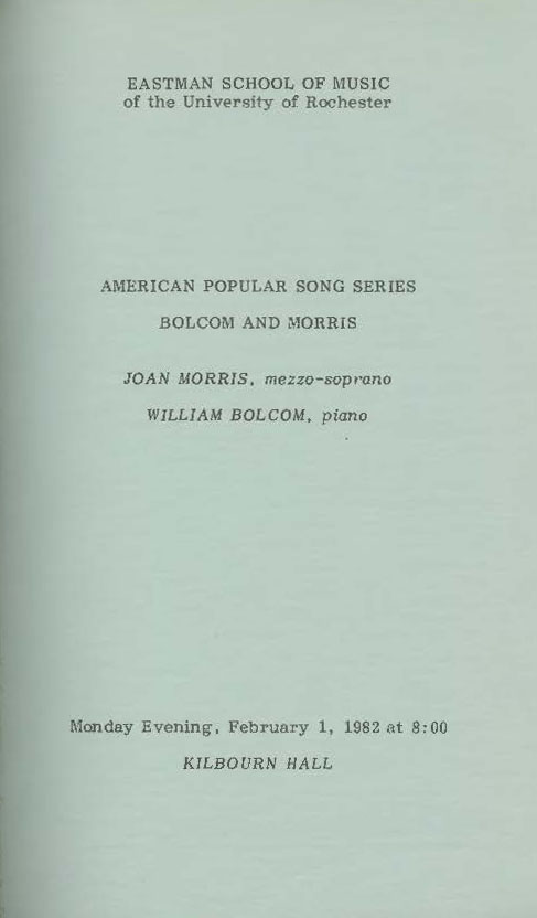 1982 February 1 Joan Morris with William Bolcom page 1 1982 February 1 Joan Morris with William Bolcom page 1
