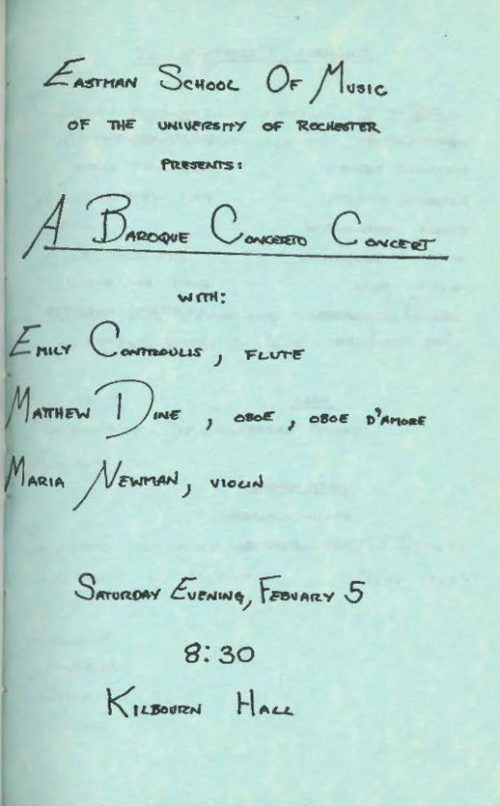 1983 February 5 Baroque Concerto concert page 1 1983 February 5 Baroque Concerto concert page 1