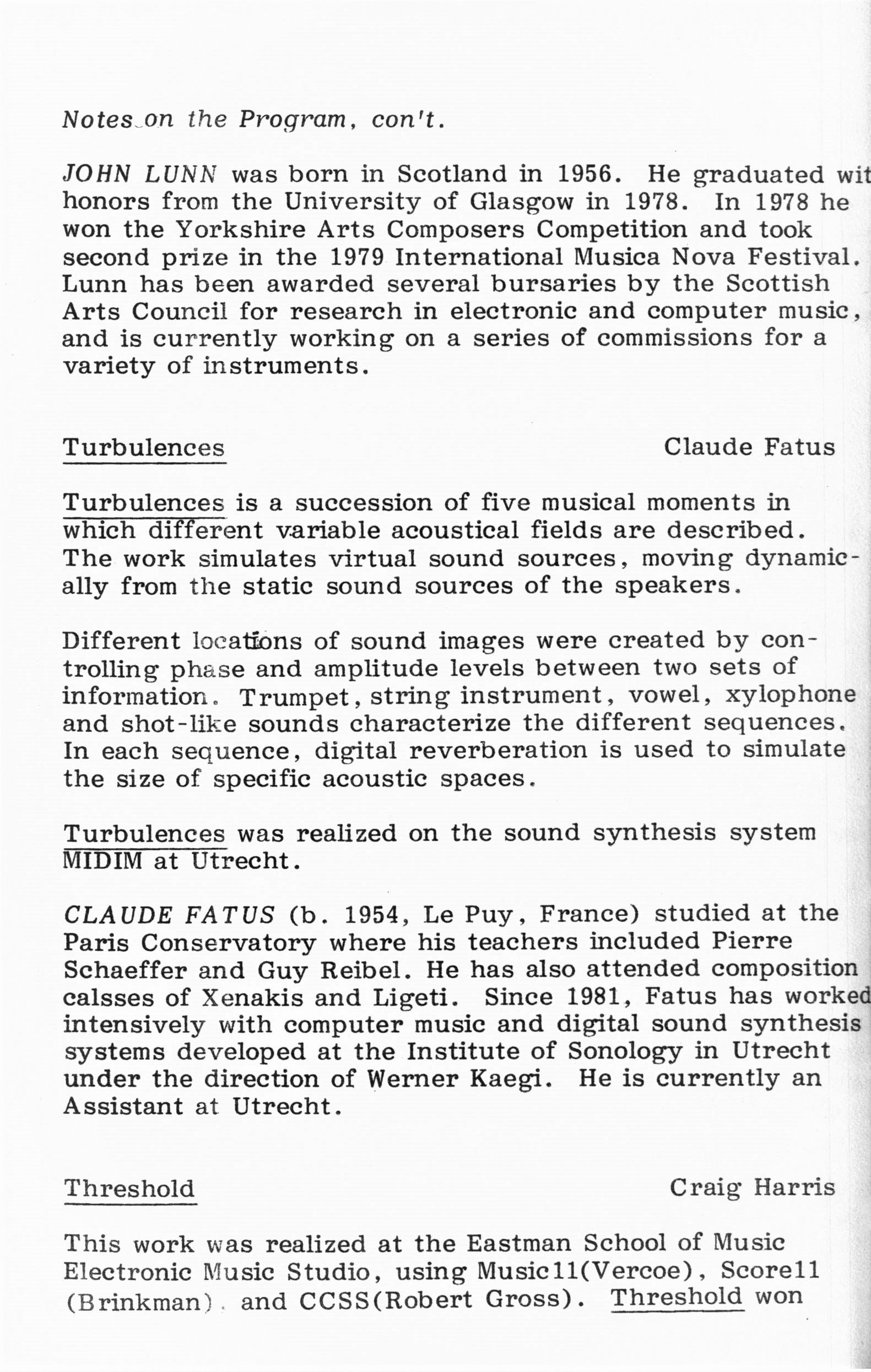 1983 ICMC Concert II program, page 06