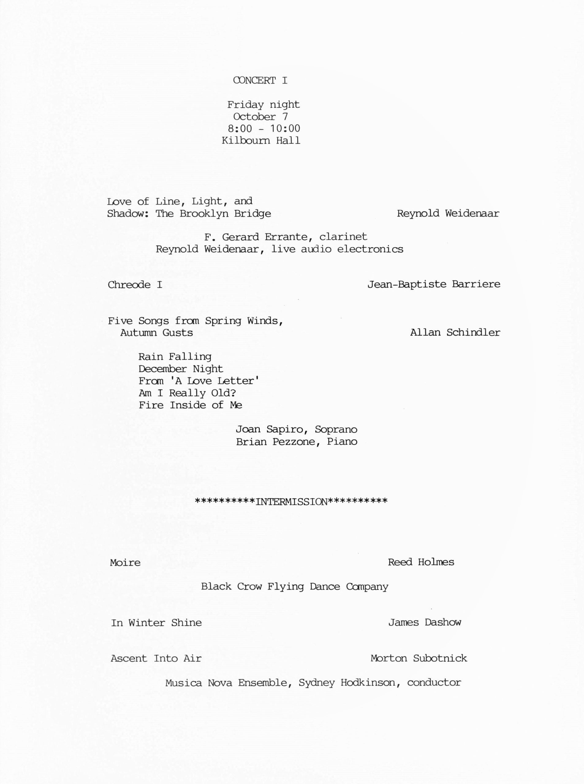 1983 ICMC, conference program, Concert I program
