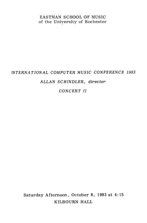 1983 October 8 Computer Music Conference Concert II_Page_01 Computer Music Conference Concert II Page 01