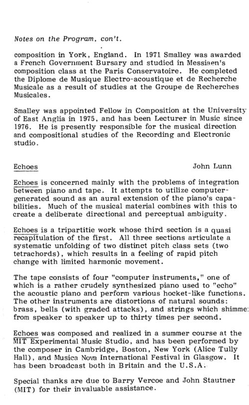 1983 October 8 Computer Music Conference Concert II_Page_05 Computer Music Conference Concert II Page 05