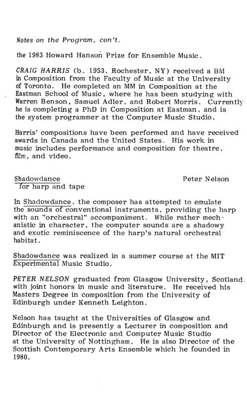 1983 October 8 Computer Music Conference Concert II_Page_07 Computer Music Conference Concert II Page 07