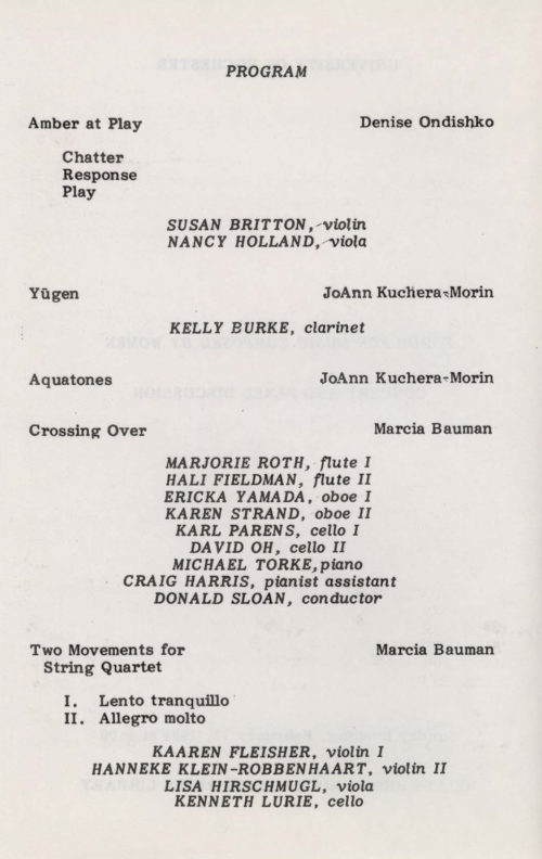 1984 February 12 Forum for Music Composed by Women page 2 1984 February 12 Forum for Music Composed by Women page 2