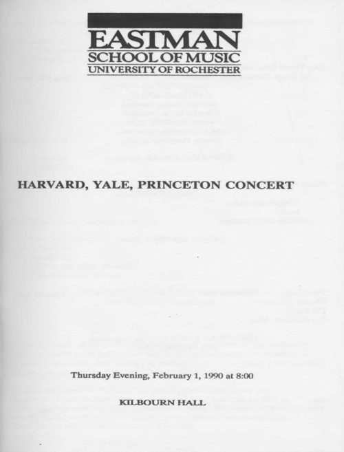 1990 February 1 Harvard Yale Princeton Concert_Page_1 1990 February 1 Harvard Yale Princeton Concert_Page_1