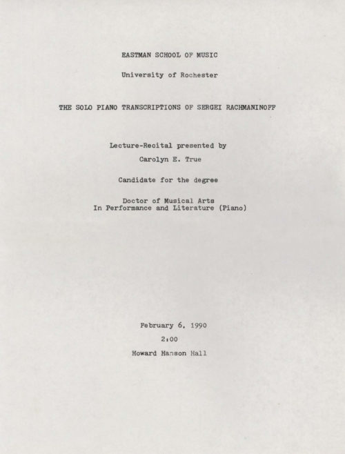 1990 February 6 Carolyn E True DMA 1990 February 6 Carolyn E True DMA
