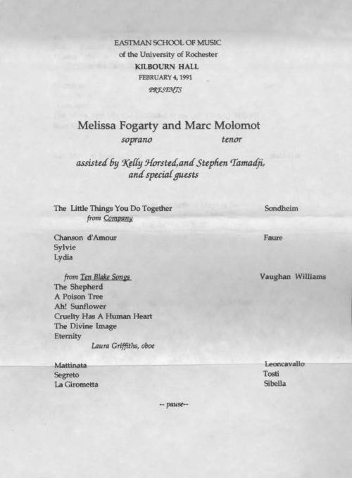 1991 February 4 Melissa Fogarty with Marc Molomot page 1 1991 February 4 Melissa Fogarty with Marc Molomot page 1