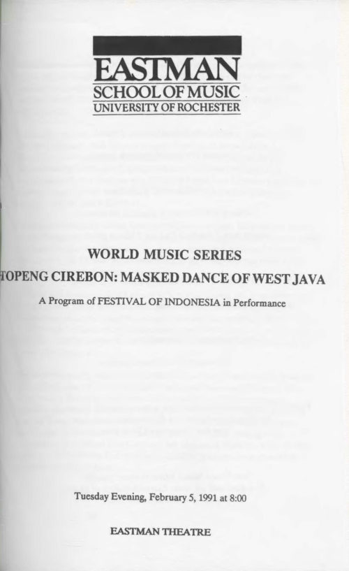 1991 February 5 Masked Dance of Western Java_Page_01 1991 February 5 Masked Dance of Western Java_Page_01