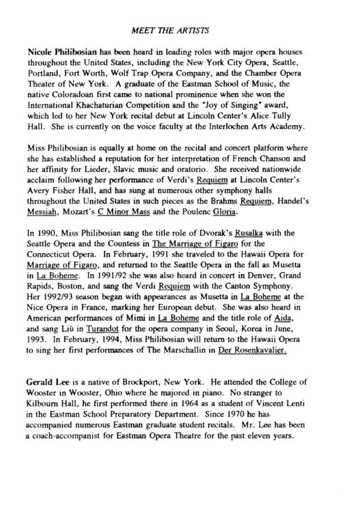 1993 September 28 Nicole Philibosian, Soprano, and Gerald Lee, Piano_Page_3 Nicole Philibosian, Soprano, and Gerald Lee, Piano Page 3
