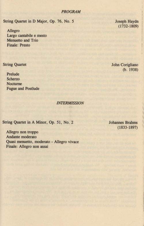 1995 December 16 Cleveland Quartet Farewell comcert_Page_2 1995 December 16 Cleveland Quartet Farewell concert Page 2
