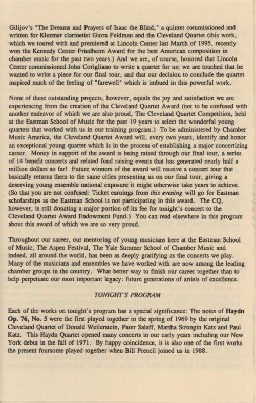1995 December 16 Cleveland Quartet Farewell comcert_Page_4 1995 December 16 Cleveland Quartet Farewell concert Page 4