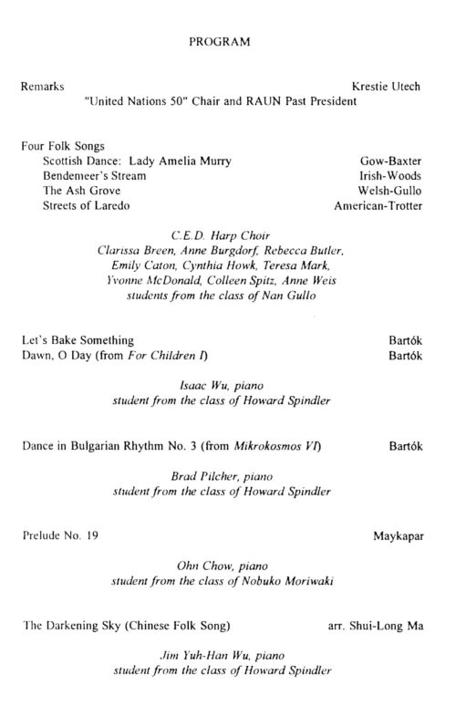 1995 September 30 United Nations 50th anniversary concert_Page_2 United Nations 50th anniversary concert program Page 2